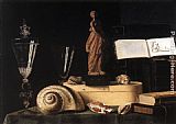 Still-Life with Statuette and Shells by Sebastien Stoskopff